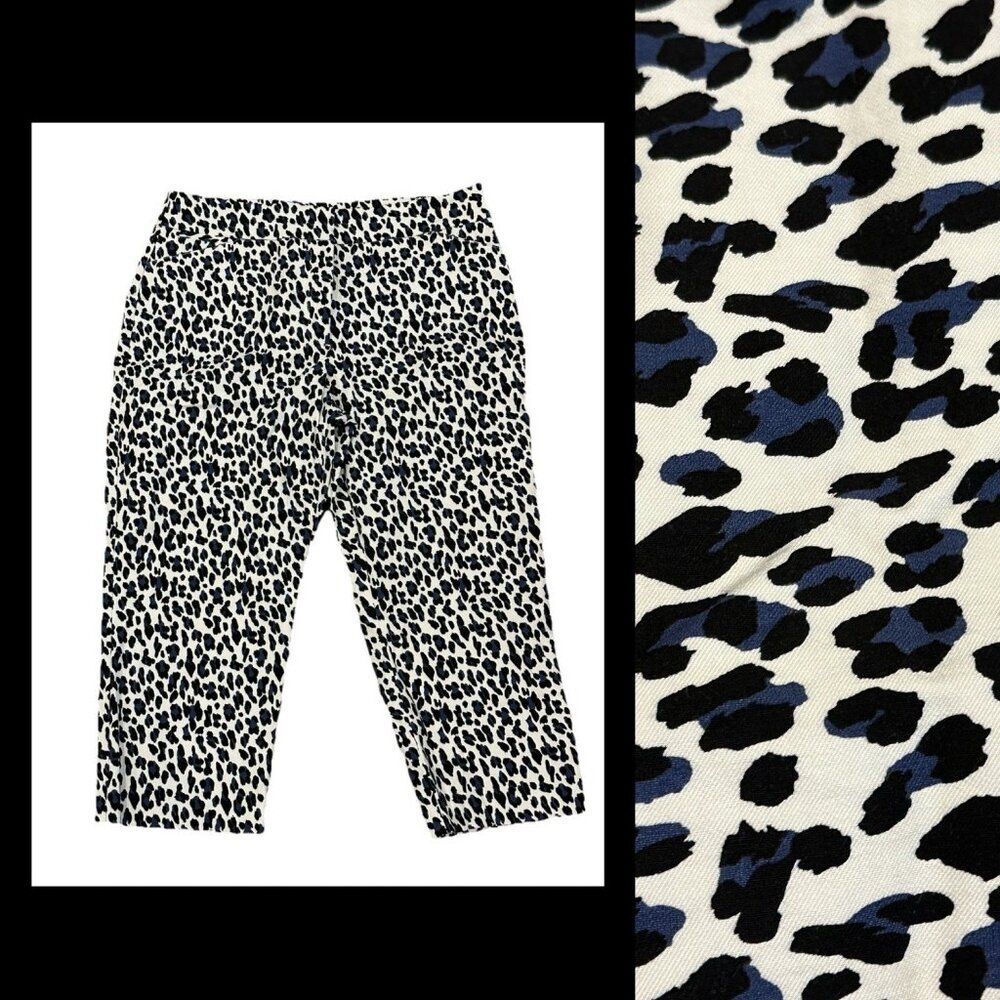 Attyre Woman’s Sz 14 P Cropped Capri Pants Stretch Pull On Animal Print 21” L